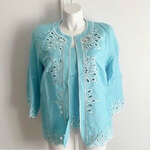 Blue and White Shirt Set, Size Medium, Bob Mackie Wearable Art